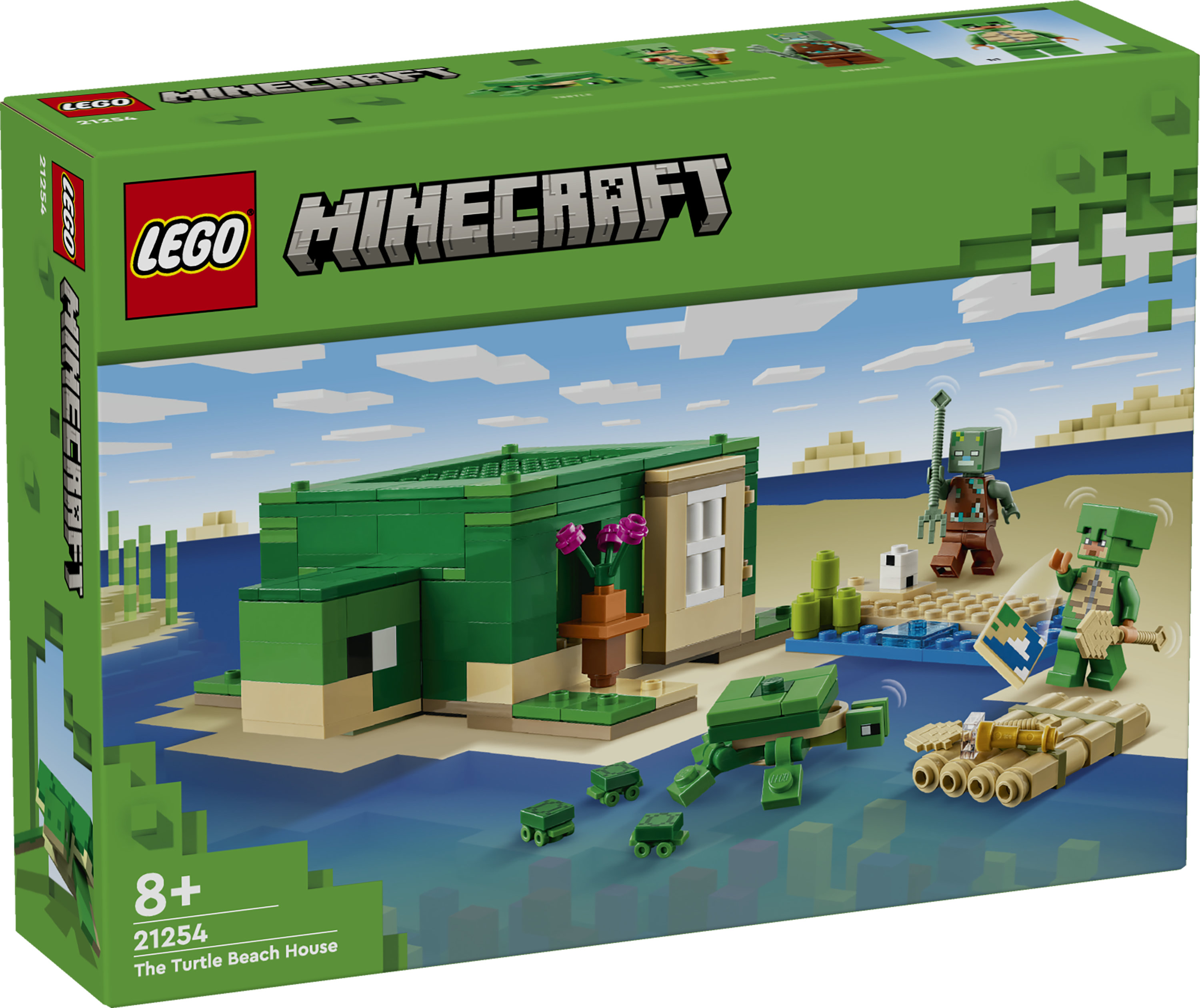 LEGO Minecraft 21254 Beach House della Tartaruga, Casa Giocattolo da Costruire per Bambini di 8+ Anni con Personaggi e Animali