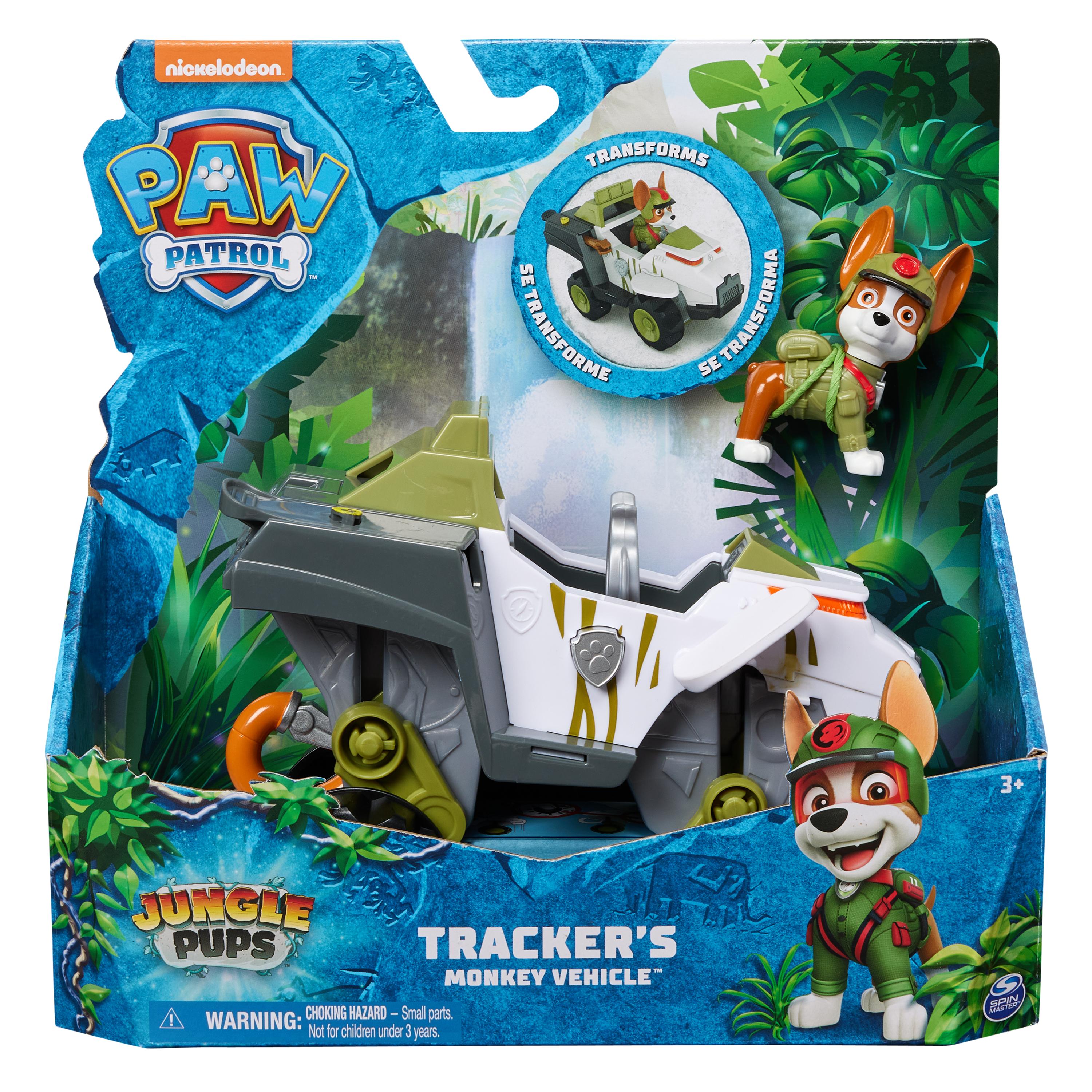 PAW Patrol Jungle Pups, Tiger Vehicle di Chase, veicolo giocattolo con action figure da collezione, giocattoli per bambini e bambine dai 3 anni in su