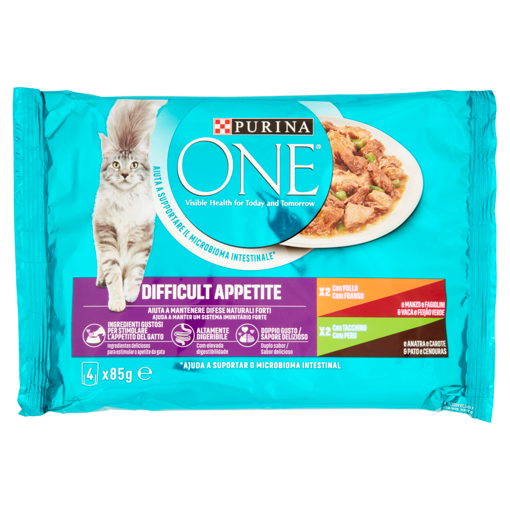 PURINA ONE Single Serve - Appetito Difficile - Pollo e Manzo/ Tacchino e Anatra - 4x85g