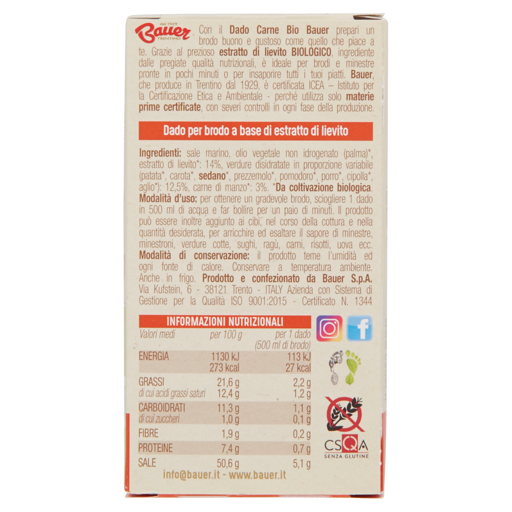 Bauer Carne Bio Dadi per insaporire i tuoi piatti 6 x 10 g