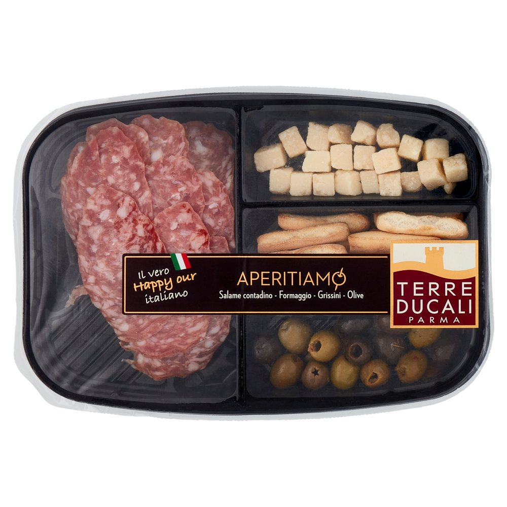Terre Ducali Aperitiamo Salame contadino - Formaggio - Grissini - Olive 150 g