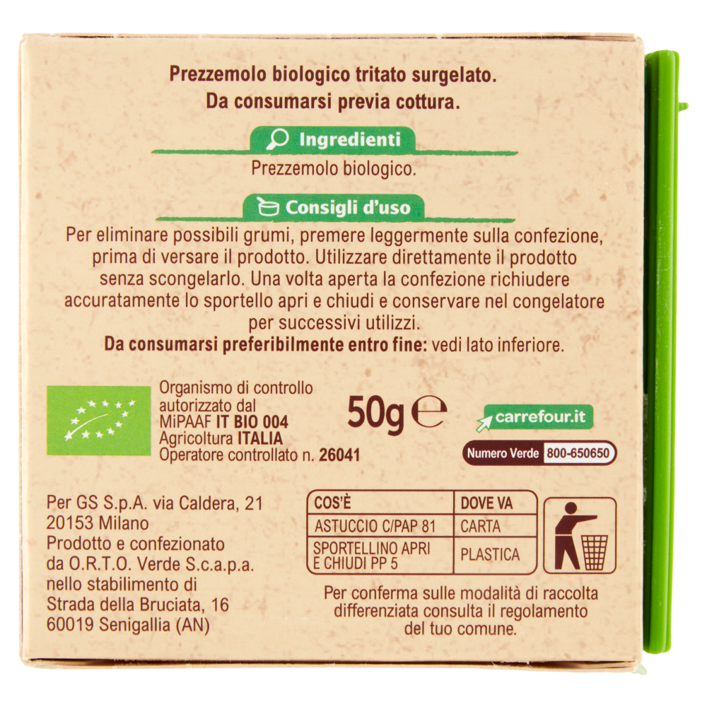 Carrefour Bio Prezzemolo tritato surgelato 50 g