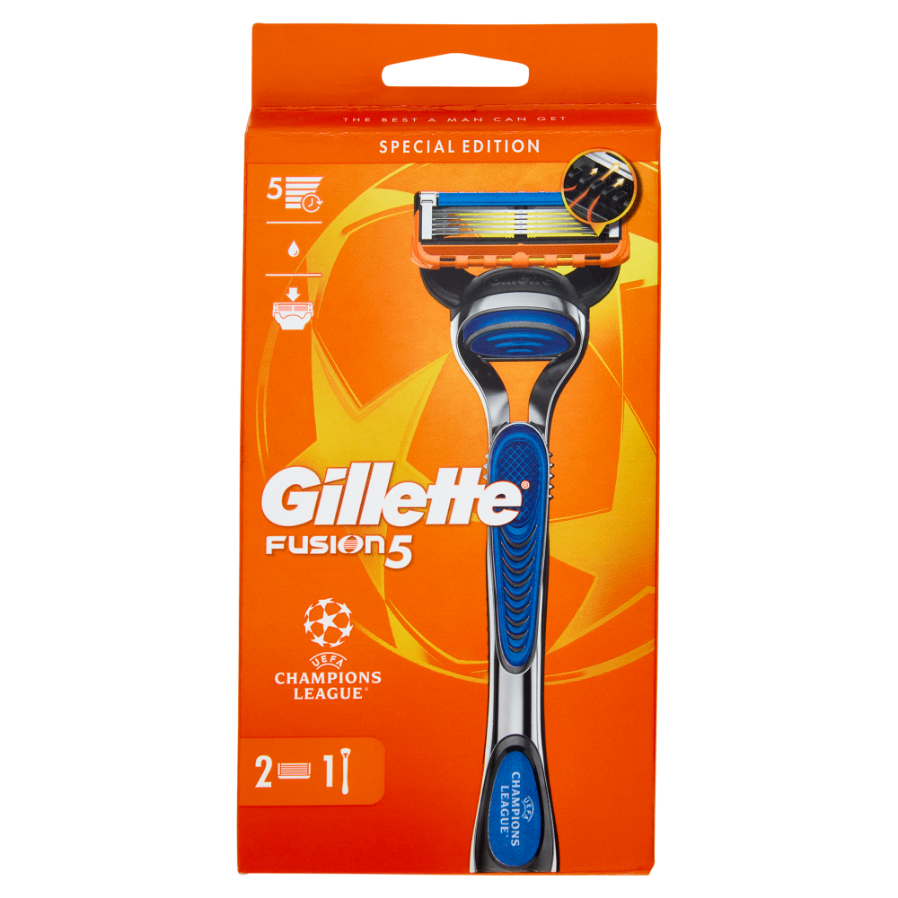 Gillette Fusion5 Uefa Champions League Rasoio da Uomo a 5 Lame, 1 Manico + 2 Lamette