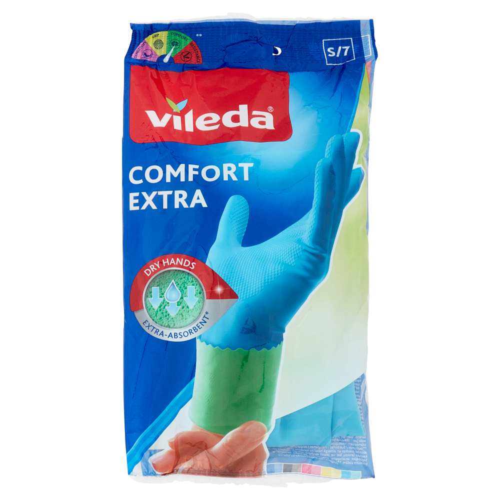 Vileda guanti casalinghi Comfort Extra in lattice, massima protezione e resistenza, taglia S