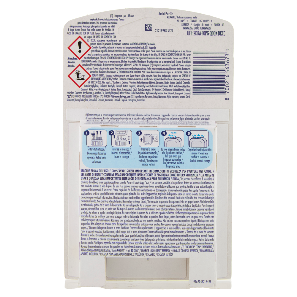 Ambi Pur Profumatore per Ambienti Elettrico Ricarica 3Volution, Crumble di Mele 20 ml