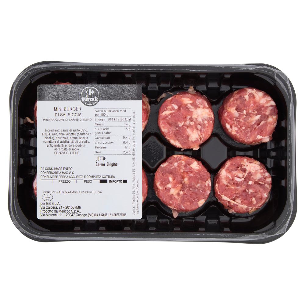 Carrefour il Mercato Mini Burger di Salsiccia 0,260 Kg