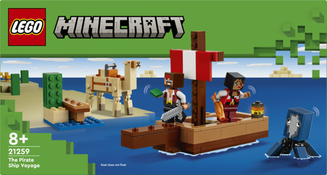 LEGO Minecraft 21259 Il Viaggio del Galeone dei Pirati, Barca Giocattolo da Costruire con Personaggi, Giochi per Bambini 8+