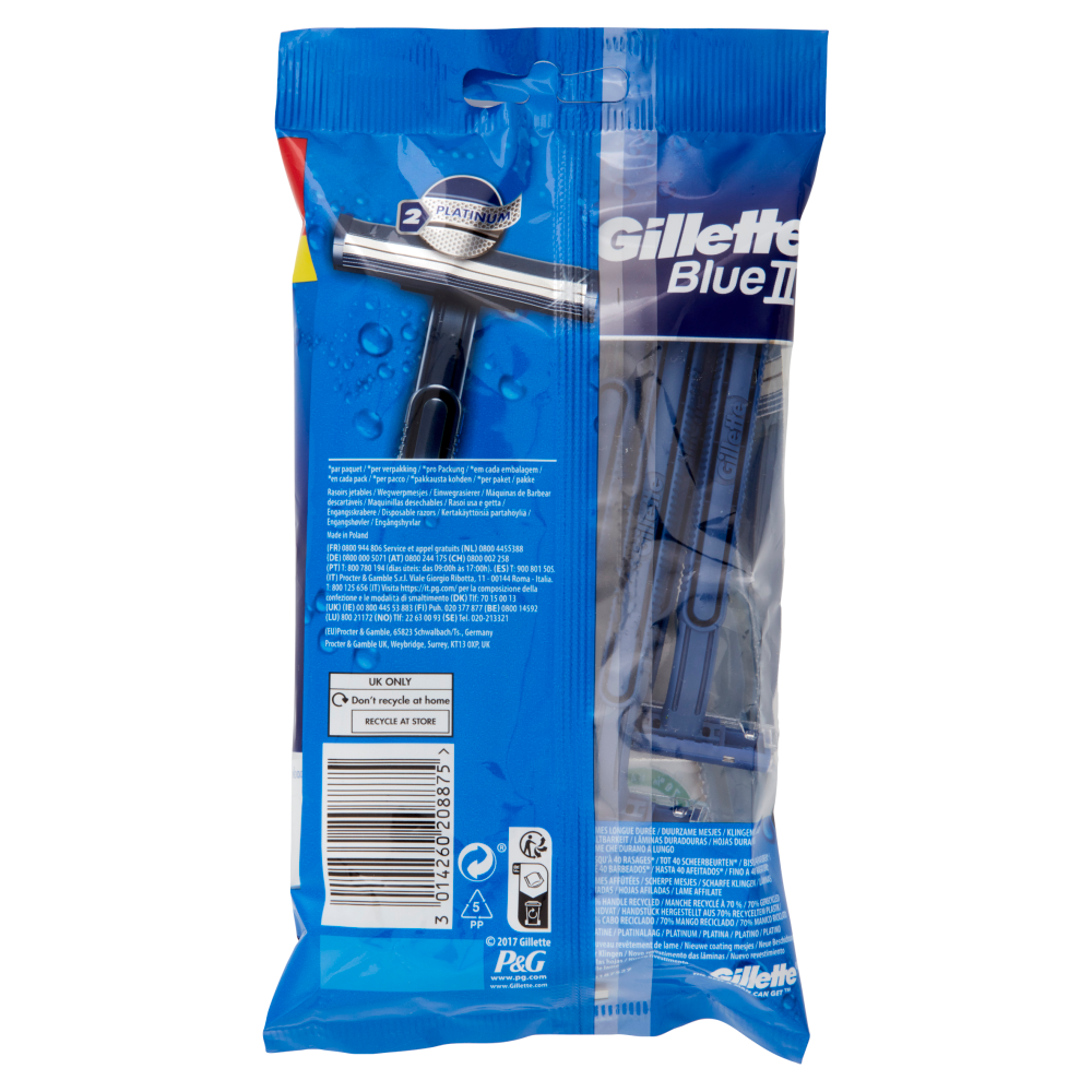 Gillette Blue II Rasoio da Uomo Usa e Getta a 2 Lame, 10 Rasoi