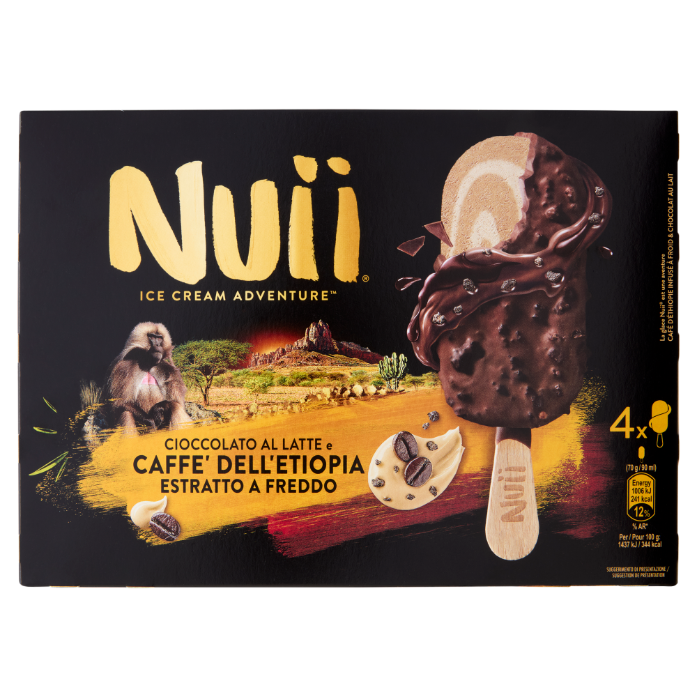 NUII Cioccolato al Latte & Caff&egrave; dell'Etiopia estratto a freddo 4x70g