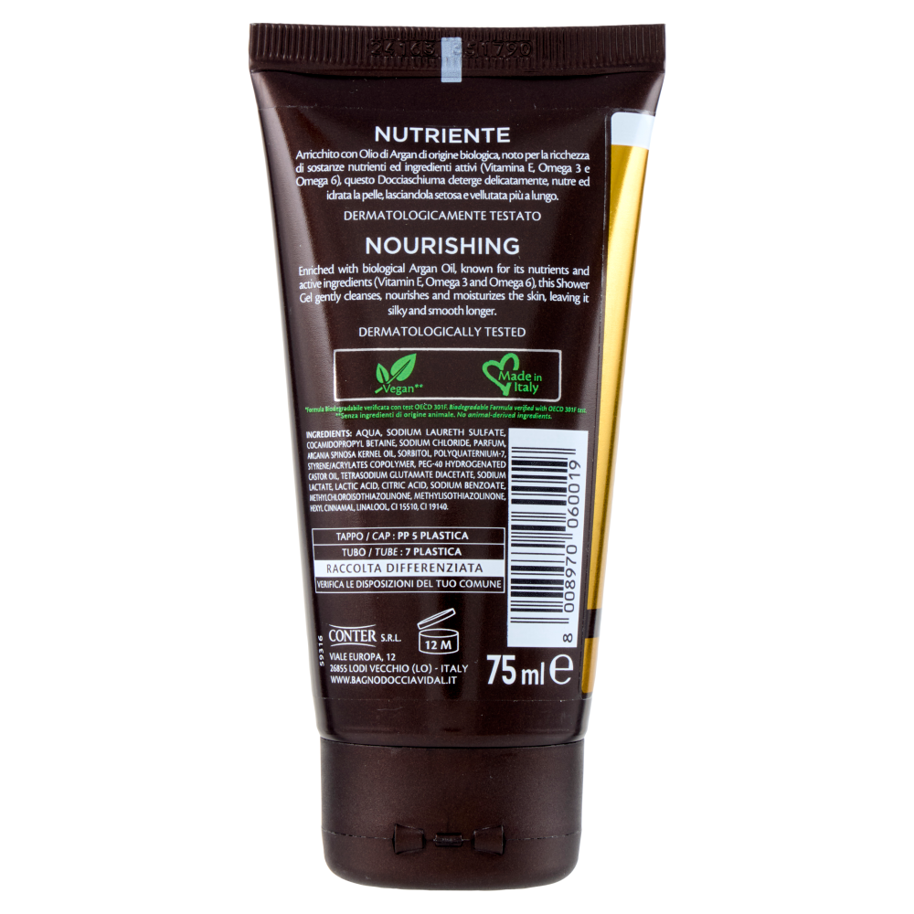 Vidal Argan Oil Docciaschiuma Nutriente Olio di Argan Biologico 75 ml