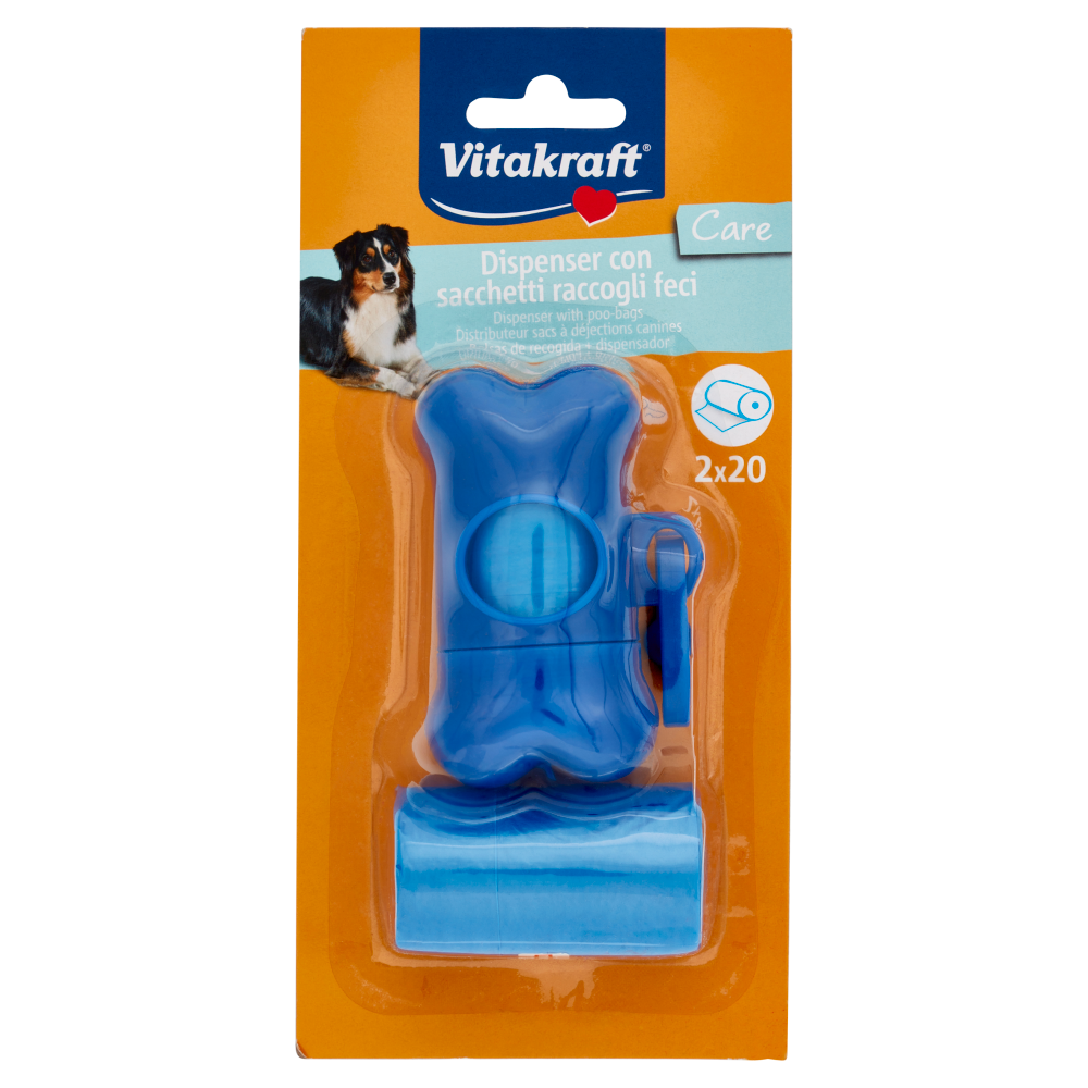 Vitakraft Care Dispenser con sacchetti raccogli feci (2x20 pz) 1 pz