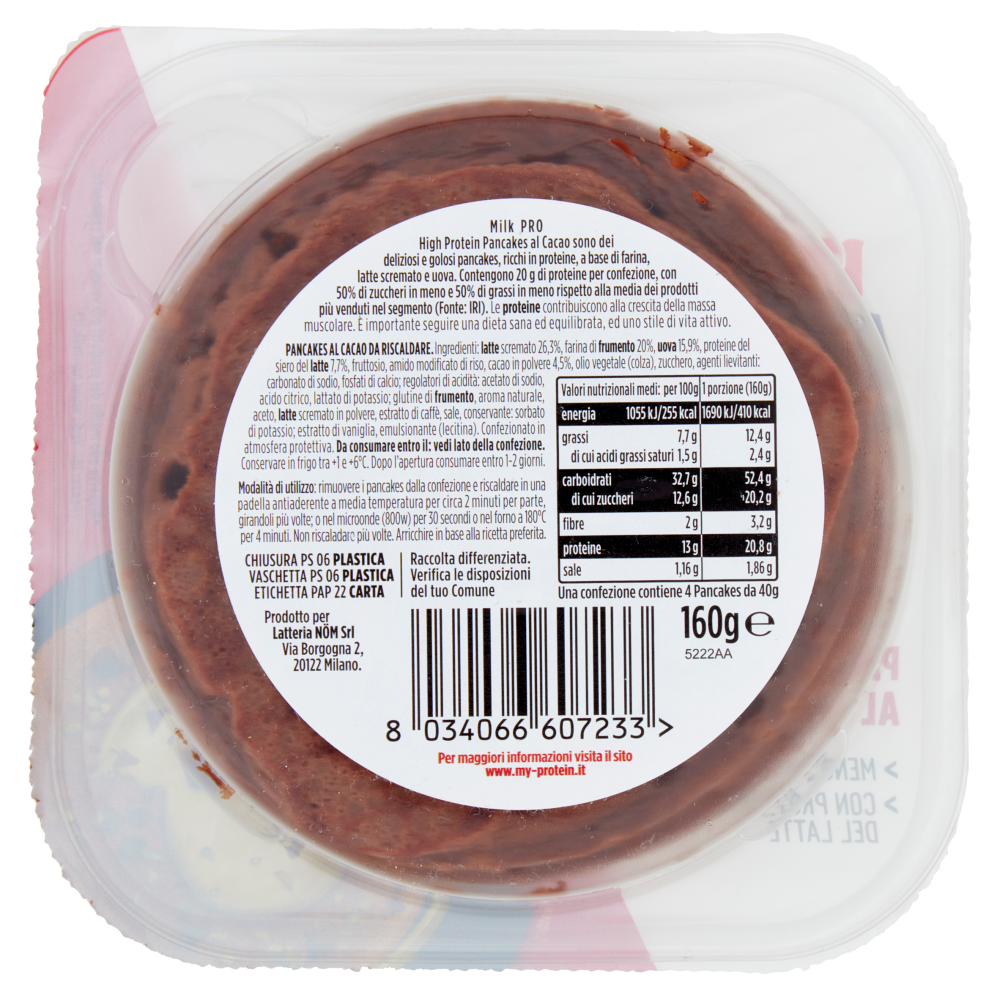 Milk Pro High Protein 20g Pancakes Freschi al Cacao 4 x 40 g