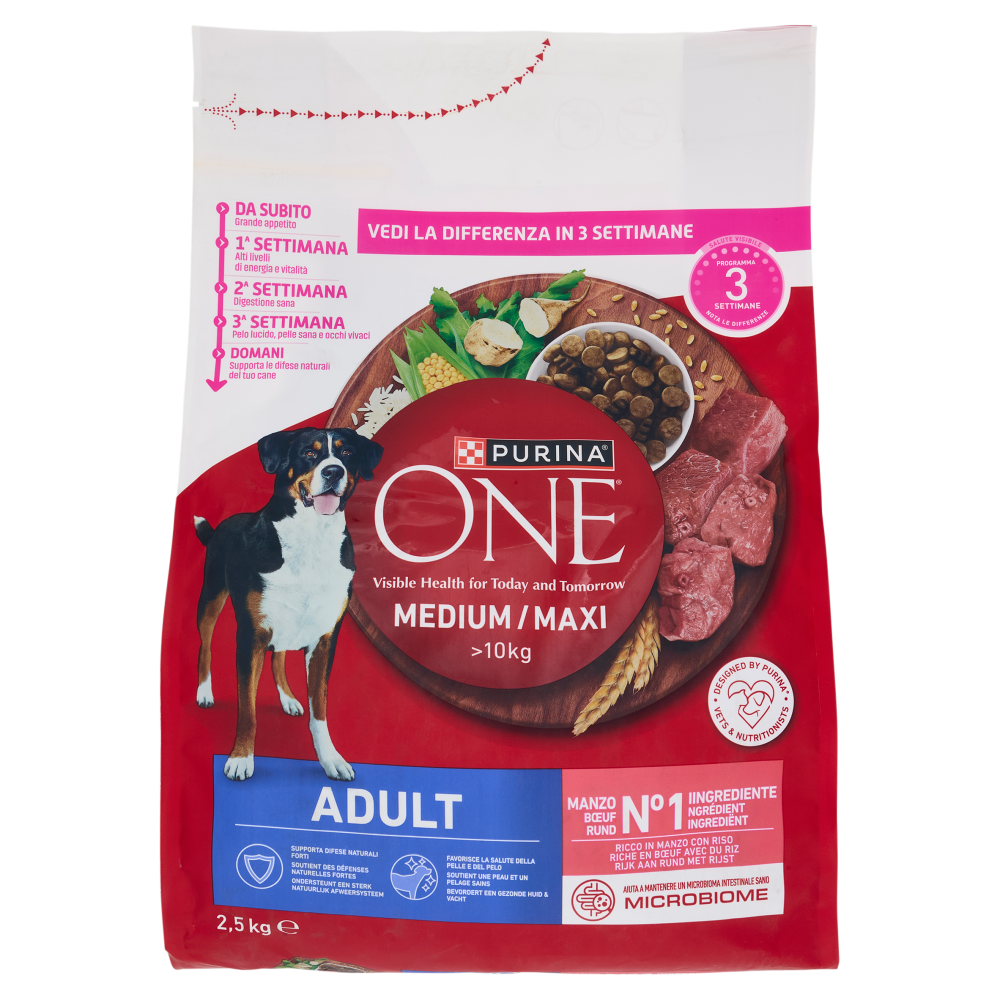 PURINA ONE Medium/Maxi Adult Manzo e Riso 2,5kg