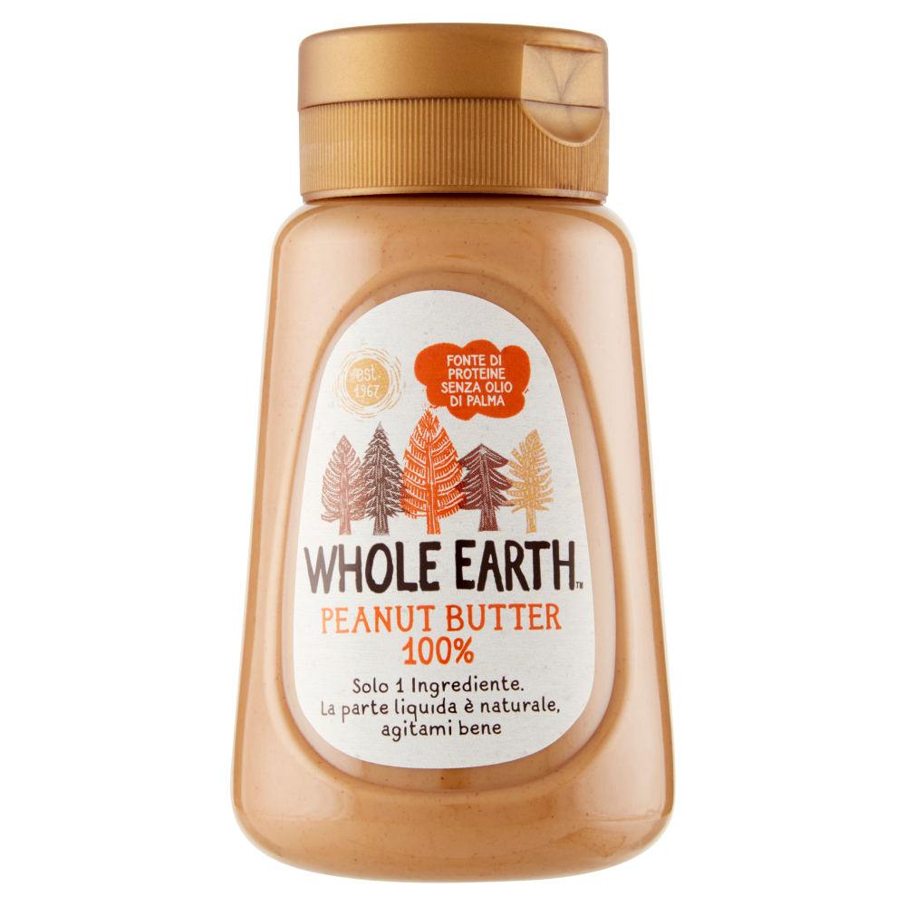 WHOLE EARTH Burro di Arachidi Cremoso, Crema Spalmabile Senza Glutine, Vegan, Bottiglia Squeeze 320g