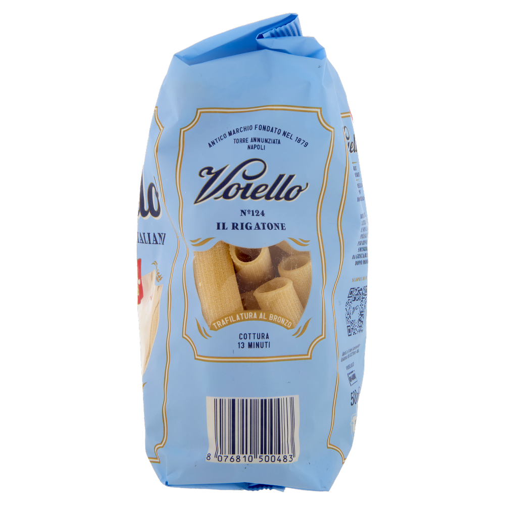 Voiello Pasta Il Rigatone N°124 grani 100% italiani Trafilata bronzo 500g