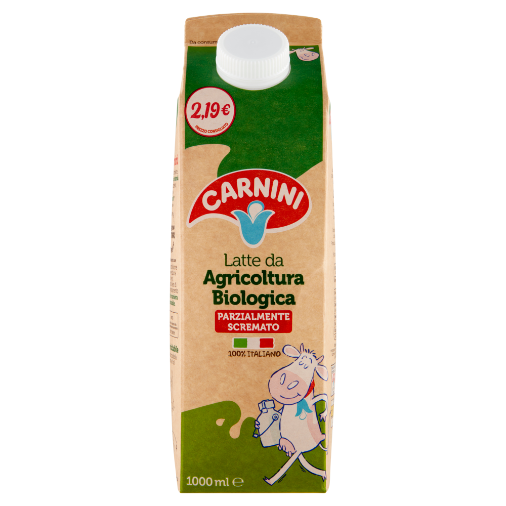 Carnini Latte da Agricoltura Biologica Parzialmente Scremato 1000 ml