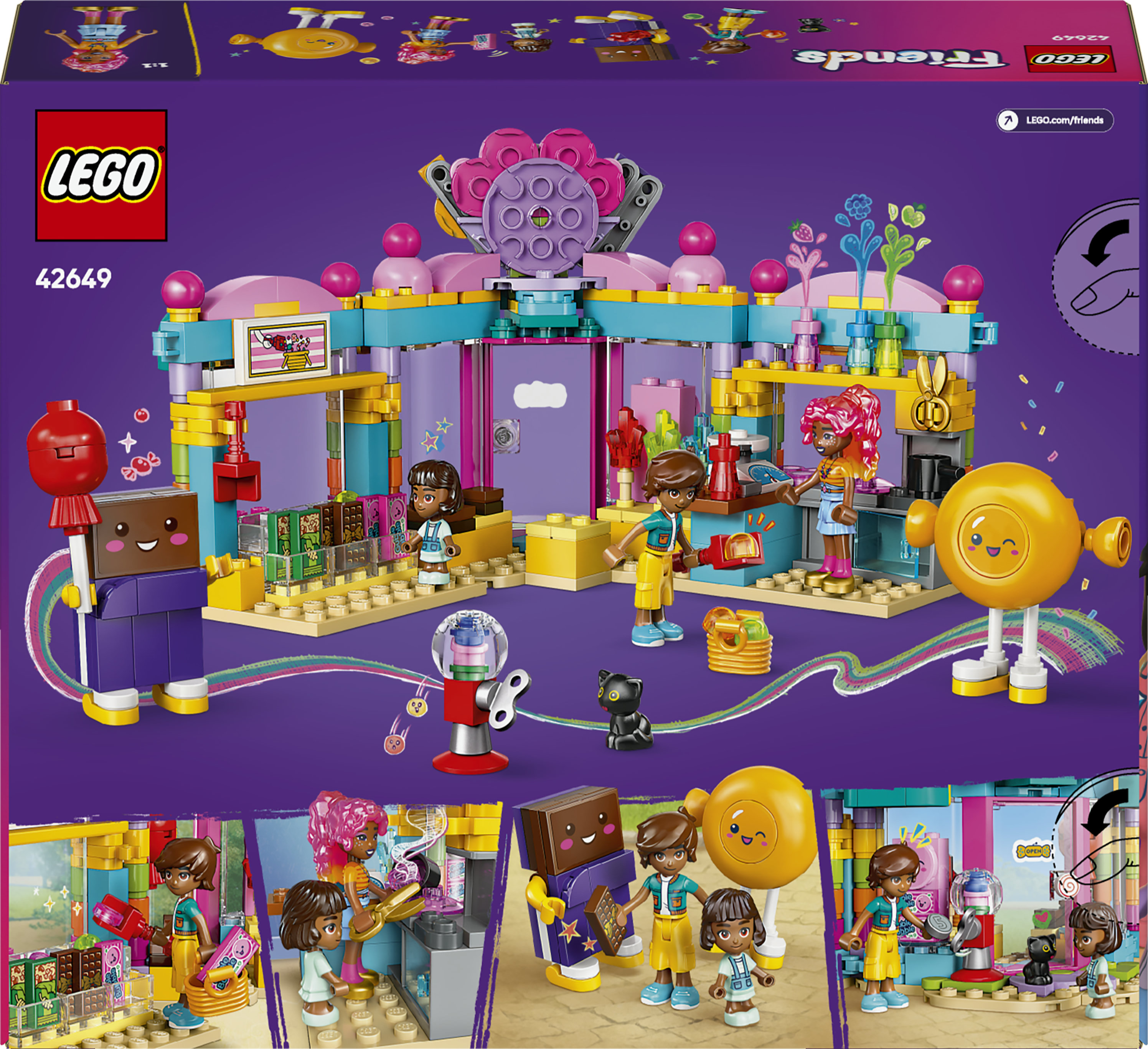 LEGO Friends 42649 Negozio di Dolciumi di Heartlake City, Giochi per Sviluppo Abilit&agrave; Sociali per Bambine e Bambini da 6 Anni