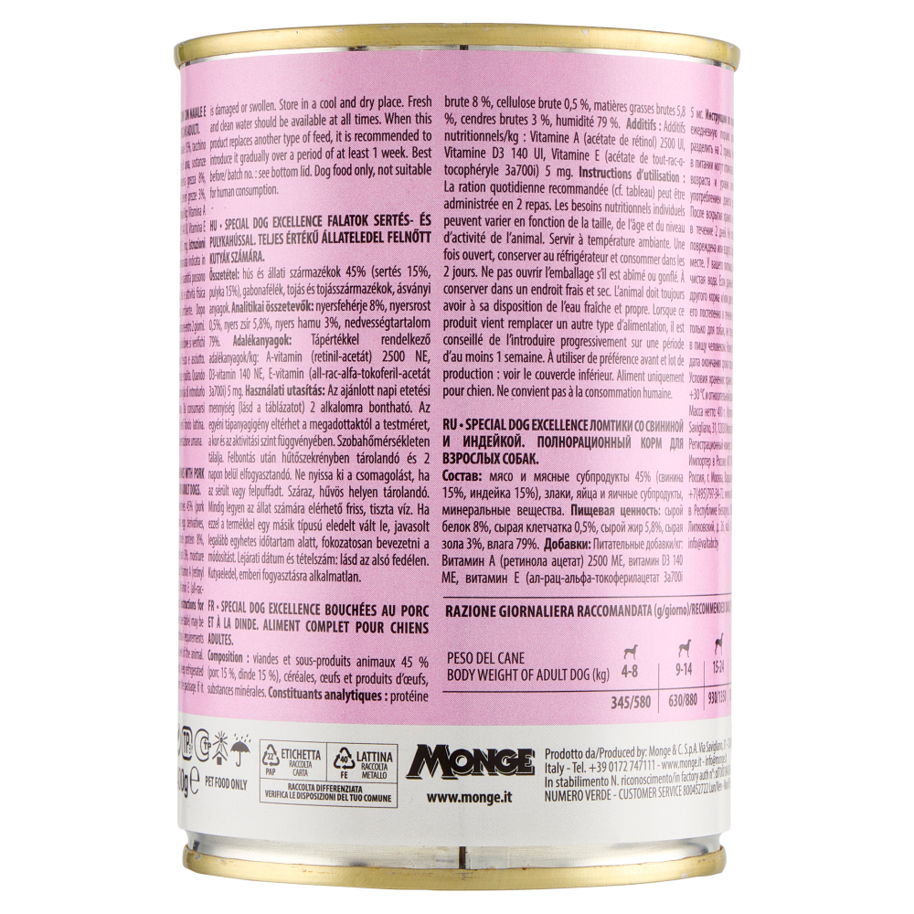 Special Dog Excellence All Breeds Adult Bocconi Cotti al Forno Bigusto Maiale Tacchino 400 g