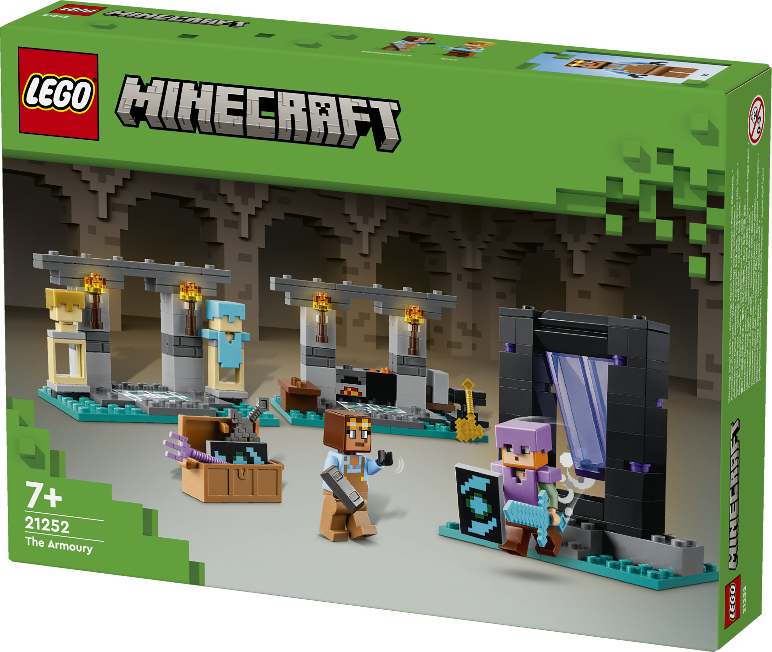 LEGO Minecraft 21252 L'Armeria con Personaggio Alex, Accessori e Armi Giocattolo per Bambini di 7+ Anni e Fan del Videogioco
