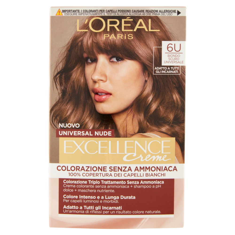 L'Oreal Paris Colorazione permanente senza ammoniaca, Riflesso Universale, Biondo Scuro 6U