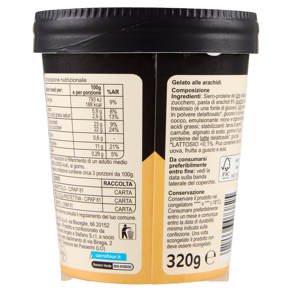 Carrefour Sensation High Protein Gelato Arachidi 320 g