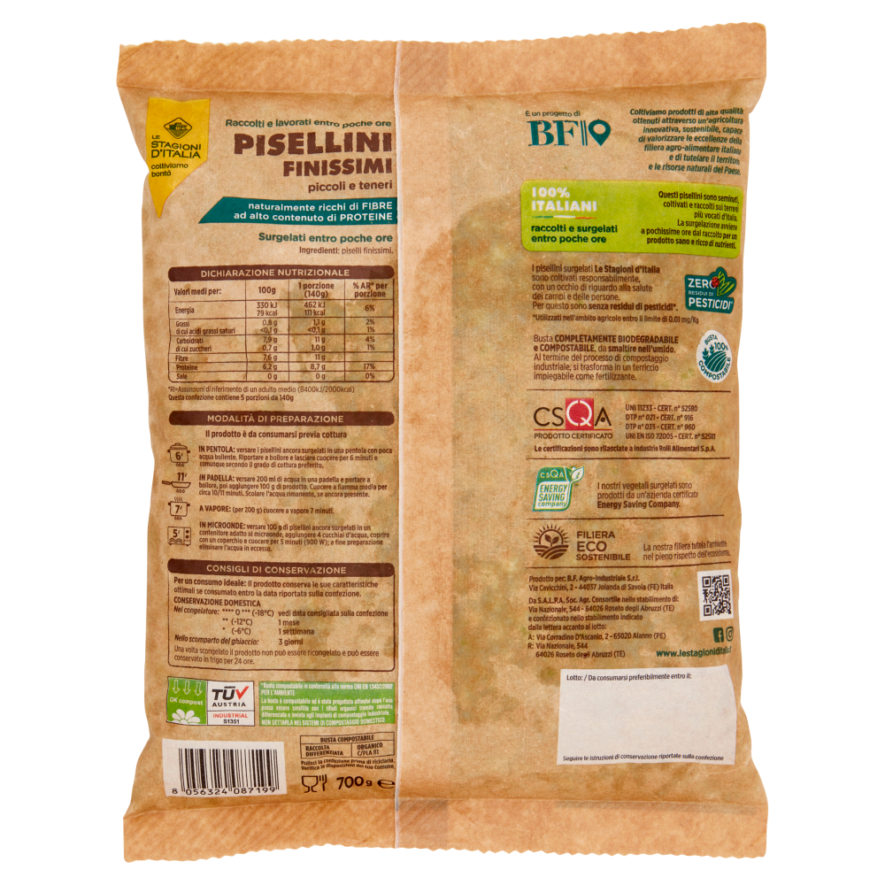 Le Stagioni d'Italia Piselli Finissimi Surgelati 700 g