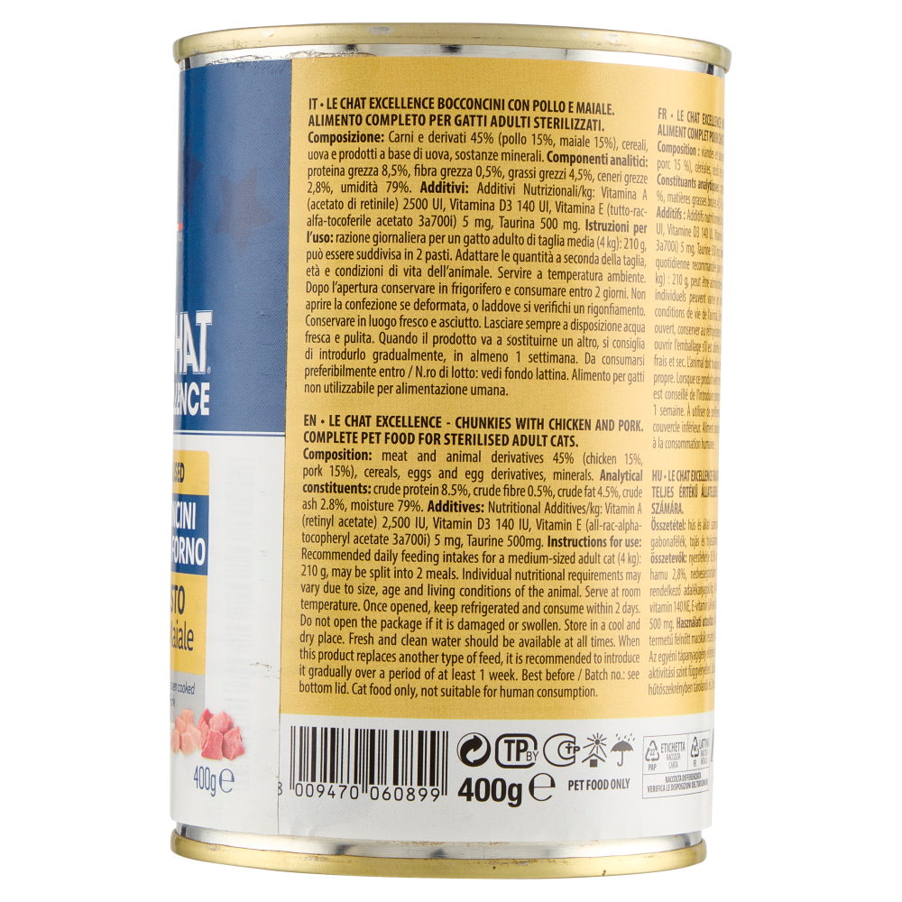 LeChat Excellence Sterilised Bocconcini Cotti al Forno Bigusto Pollo Maiale 400 g