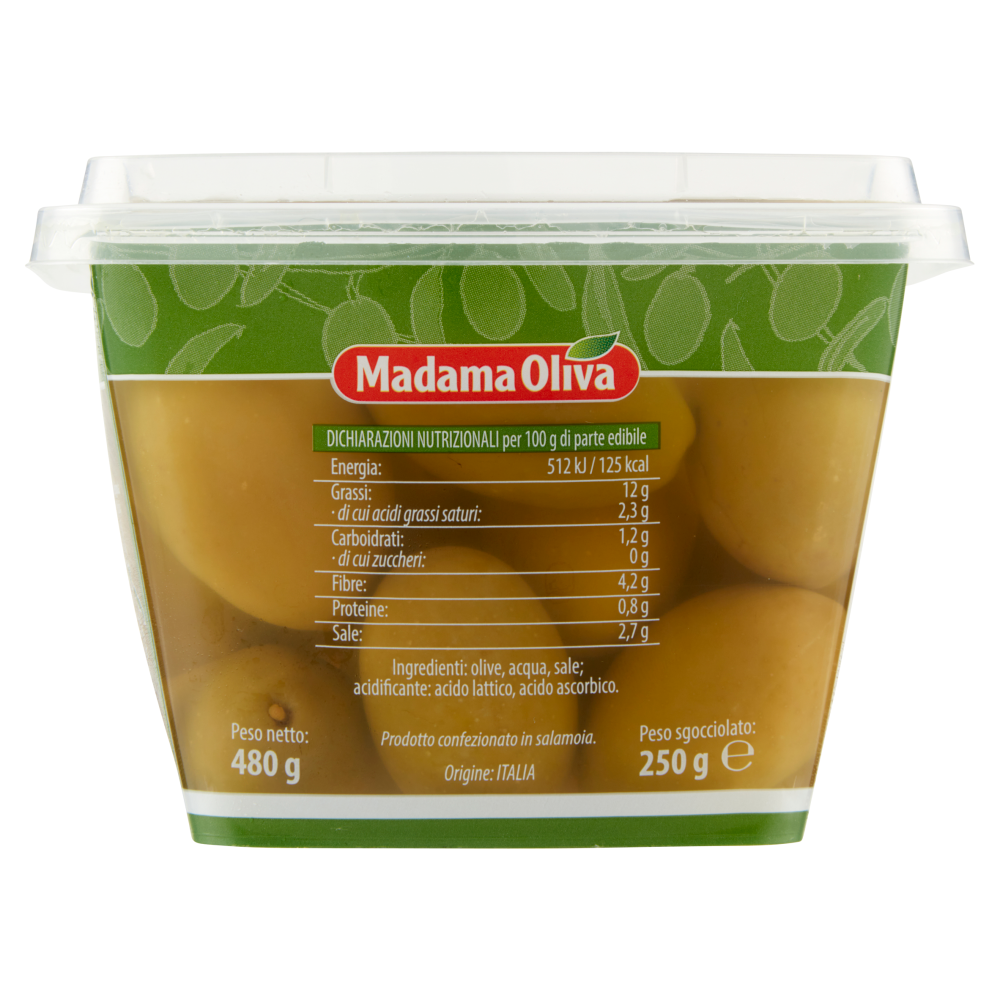Madama Oliva il Frutto d'Italia Olive Bella di Cerignola Verdi 480 g