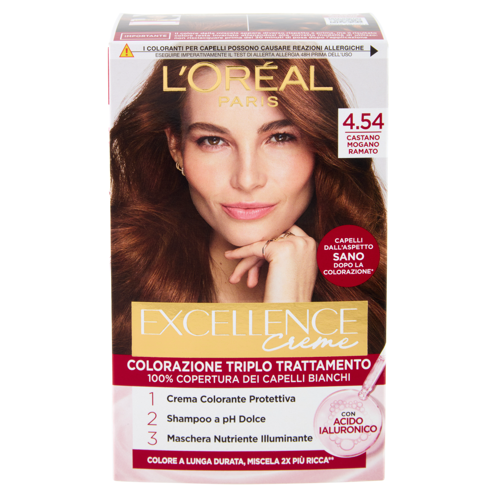 L'Oréal Paris Excellence Creme Colorazione Triplo Trattamento Castano Mogano Ramato 4.54