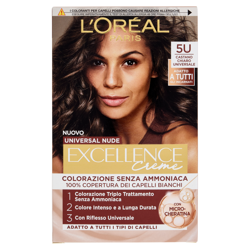 L'Oréal Paris Excellence Creme Universal Nude Colorazione Senza Ammoniaca 5U Castano Chiaro univ.