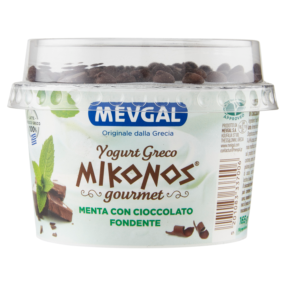 Mevgal Yogurt Greco Mikonos gourmet Menta con Cioccolato Fondente 165 g