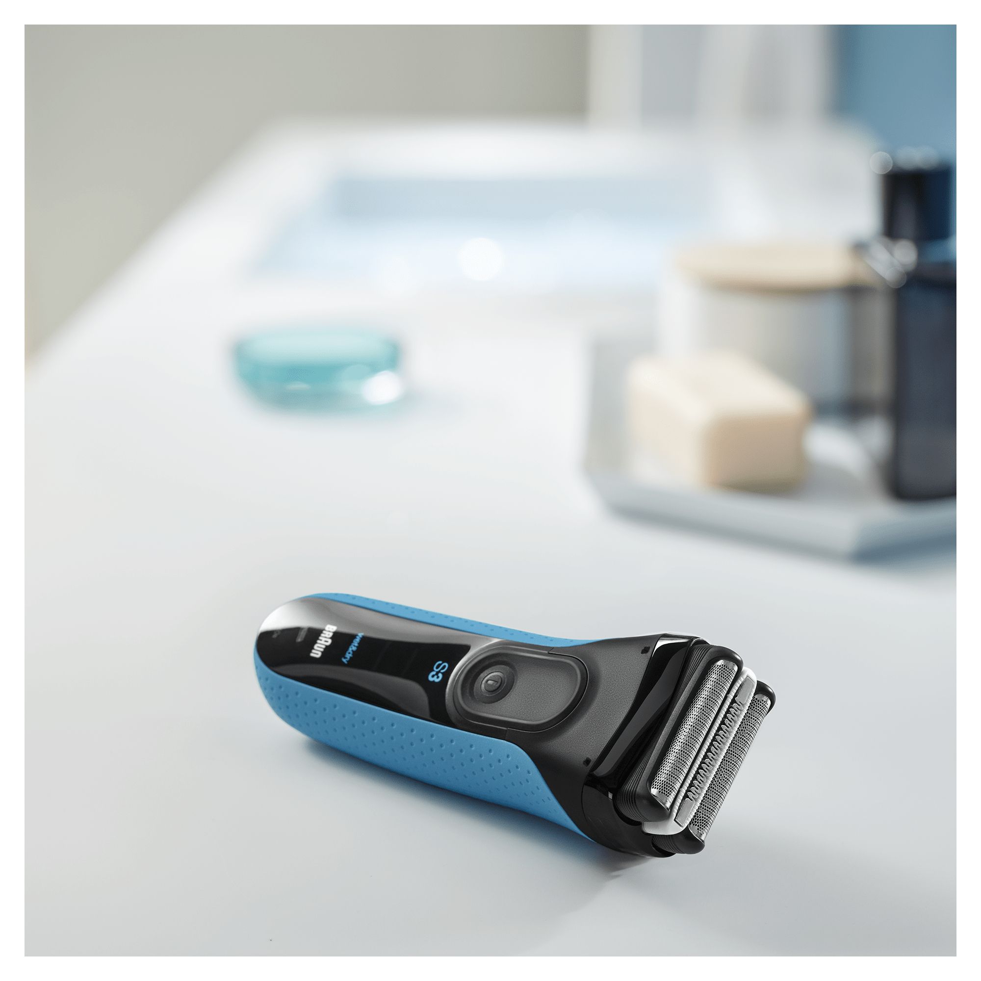 Braun Series 3 ProSkin 3040s Rasoio Elettrico Barba A Lamina, Wet&Dry Ricaricabile - Nero/Blu