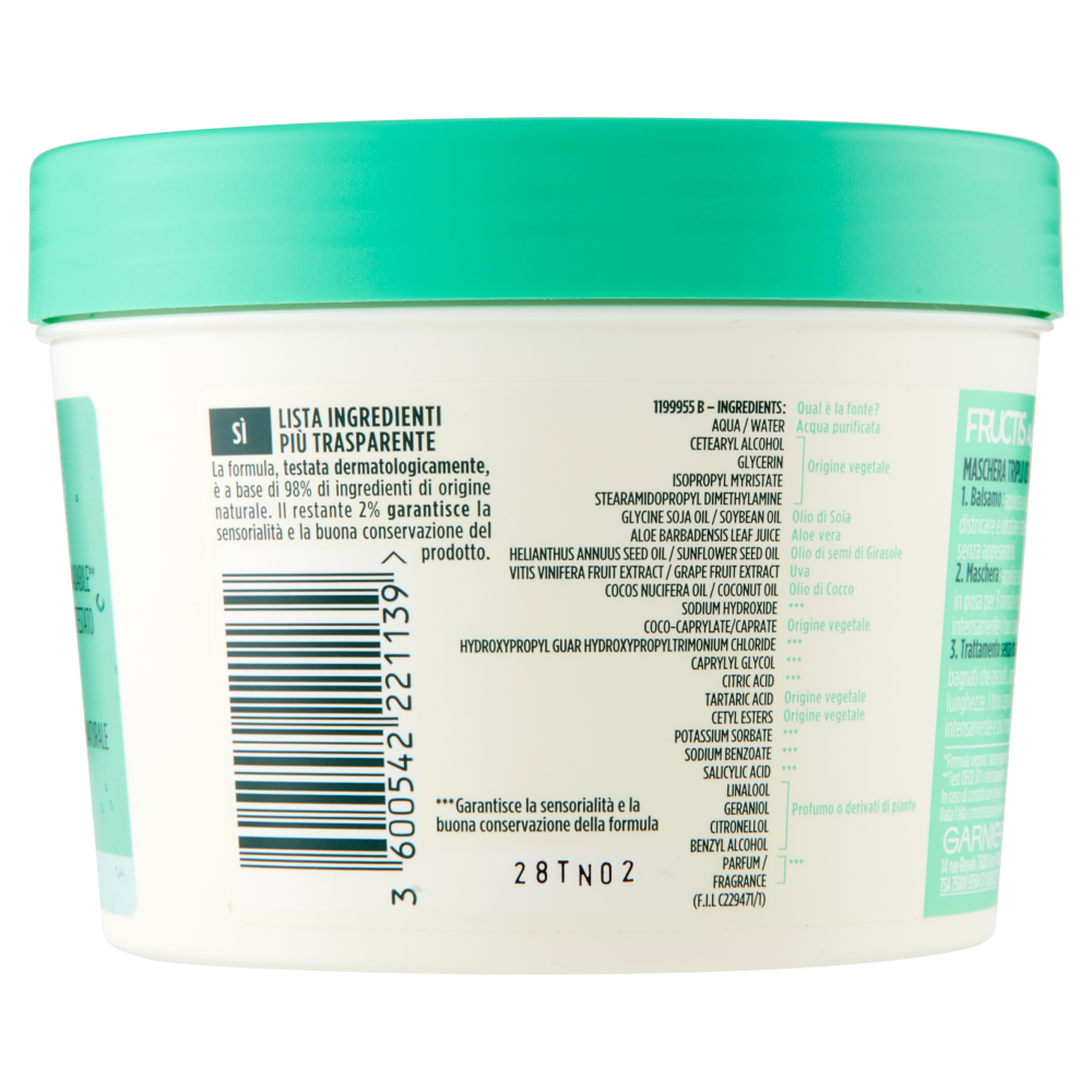 Garnier Maschera Idratante Fructis Hair Food, 3 in 1, Capelli Normali, Aloe