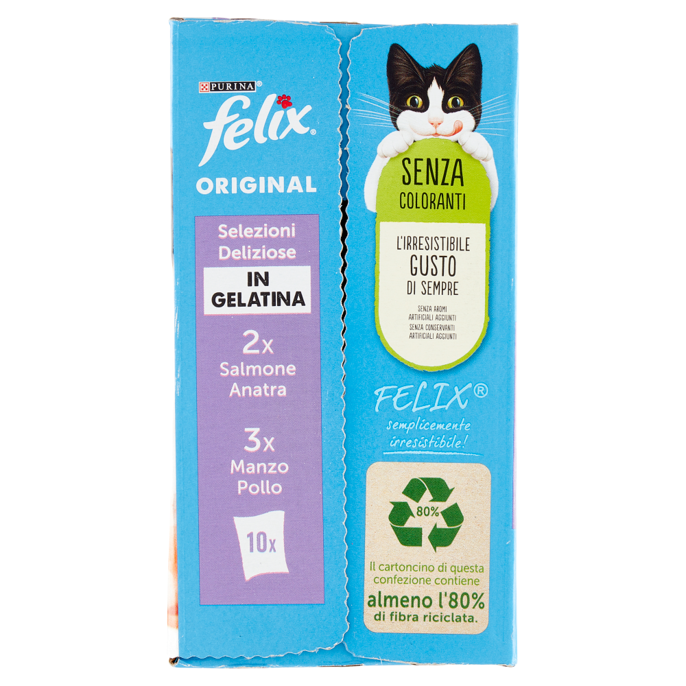 FELIX Original Selezioni Deliziose in Gelatina (Salmone/Anatra & Manzo/Pollo) 10 x 85 g