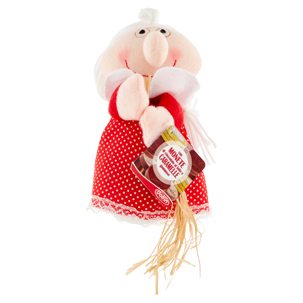 dolfin Befana con Monete di cioccolato al latte e Caramelle gommose 50 g
