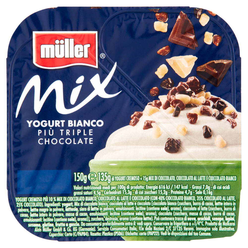 m&uuml;ller Mix Yogurt Bianco Pi&ugrave; Triple Chocolate 150 g