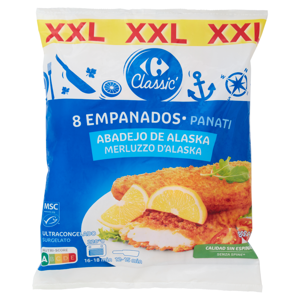 Carrefour Classic 8 Panati Merluzzo d'Alaska Surgelato 800 g