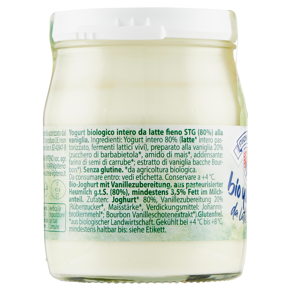 Sterzing Vipiteno bio yogurt da latte fieno vaniglia 150 g