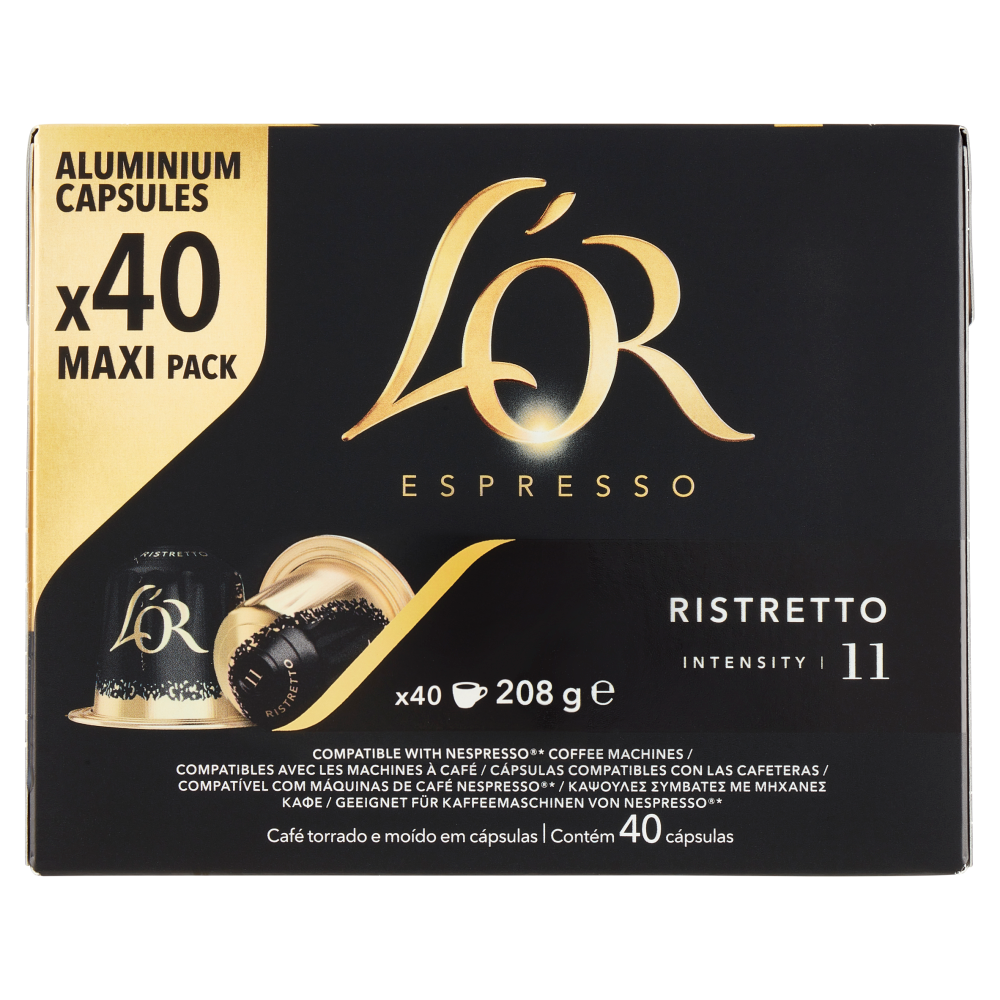 L'Or Espresso Ristretto 11- 40 Capsule Caff&egrave; Compatibili con Macchine Nespresso*&reg; Original 208g