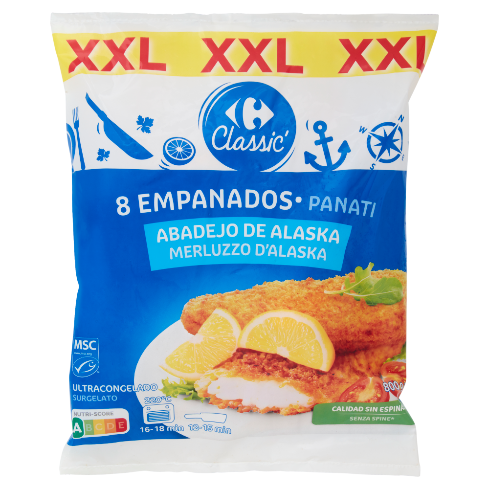 Carrefour Classic 8 Panati Merluzzo d'Alaska Surgelato 800 g