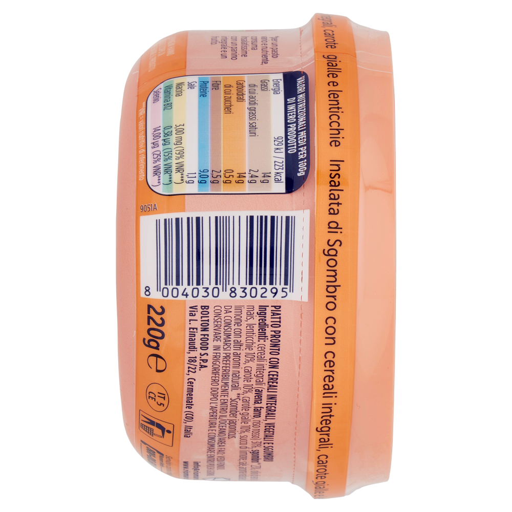 Rio mare Insalatissime Insalata di Sgombro Cereali Integrali con carote gialle e lenticchie 220 g