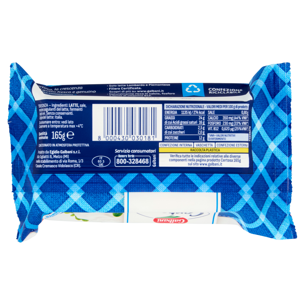 Galbani Certosa Crescenza Italiana 165 g