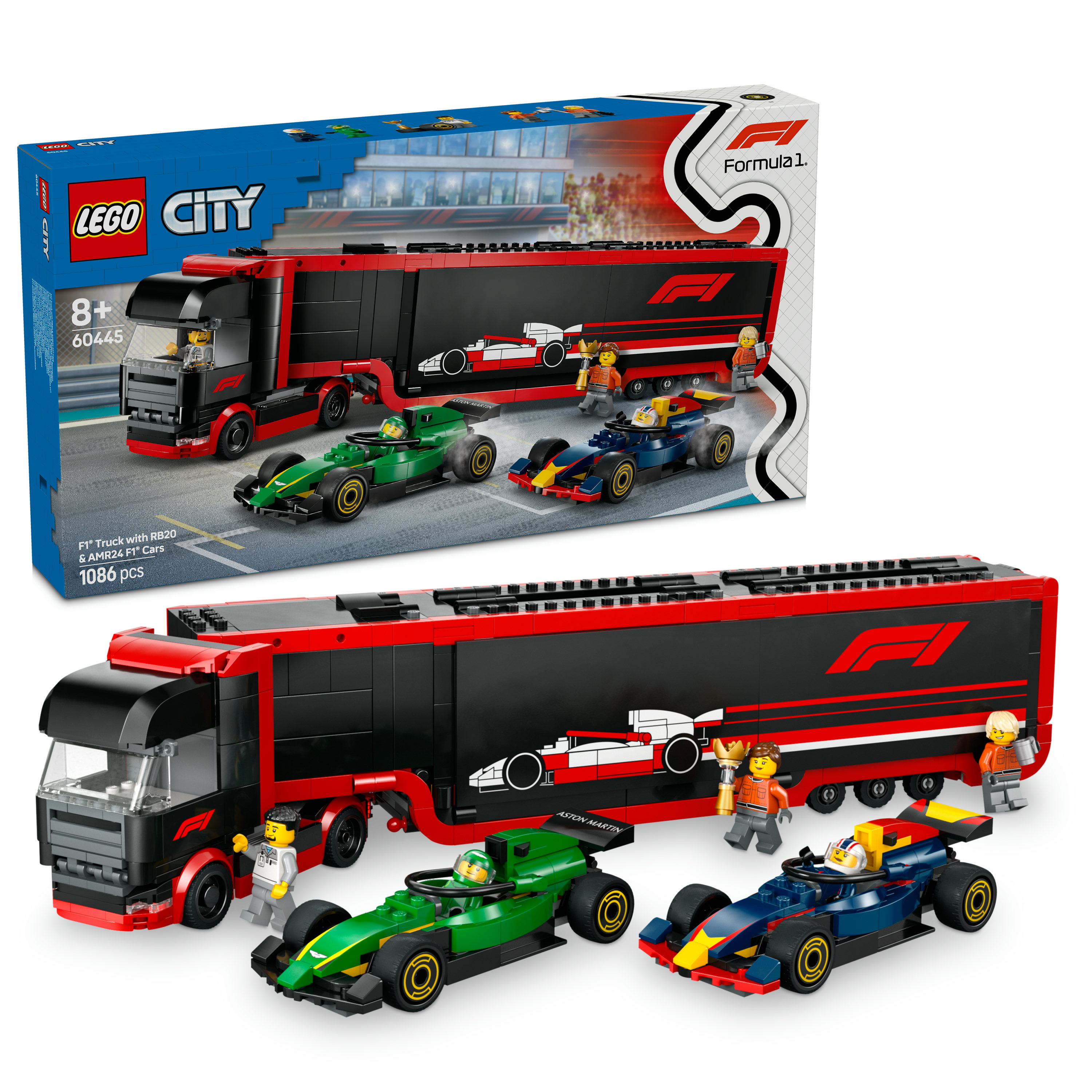 LEGO City Autotrasportatore F1® con monoposto RB20 e AMR24 F1®