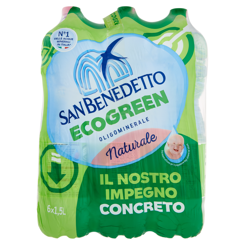 San Benedetto Acqua Naturale Benedicta Scorz&egrave; Ecogreen 6 x 1,5 L 