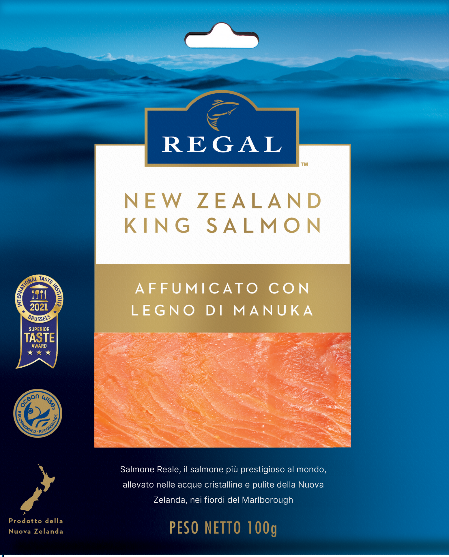 Salmone Reale affumicato a freddo con legno di Manuka 100g (pre-affettato)