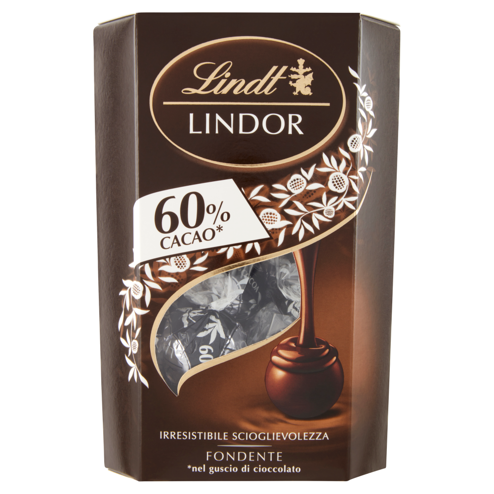 Lindt Cioccolatini Lindor Cioccolato extra fondente Scatola 60% 200 g