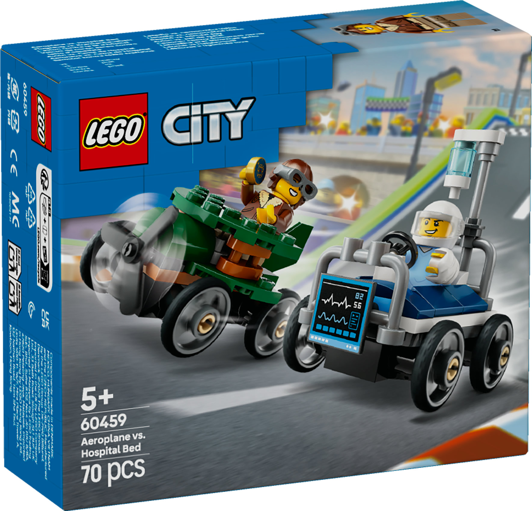 LEGO City Pack veicoli da corsa: aereo contro letto d&rsquo;ospedale