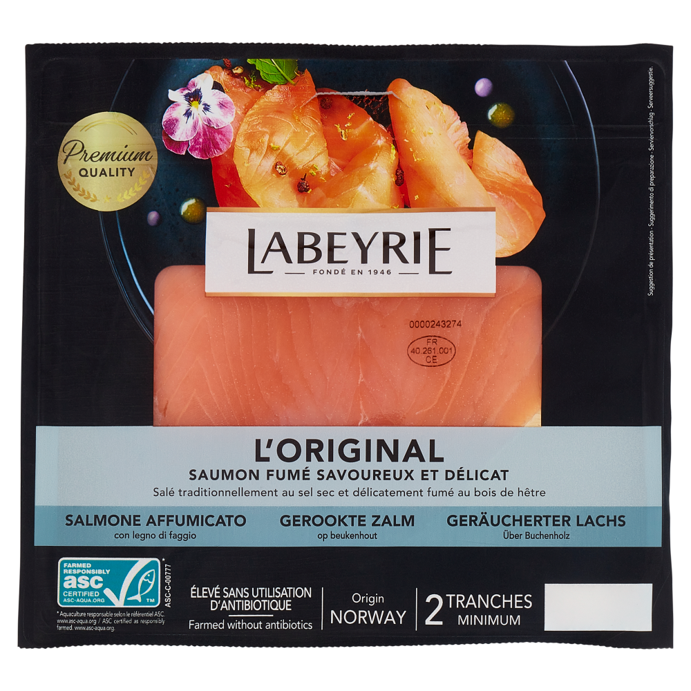 Labeyrie l'Originale Salmone affumicato ASC, 100% Senza Antibiotici, gusto Delicato 75 g