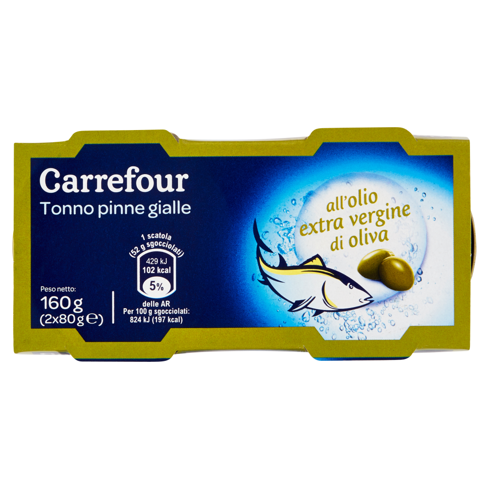 Carrefour Tonno pinne gialle all'olio extra vergine di oliva 2 x 80 g