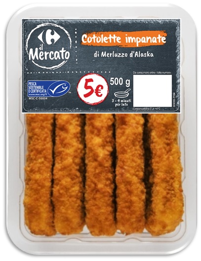 Cotolette impanate di merluzzo d'Alaska Carrefour il Mercato